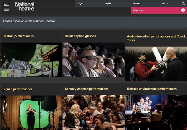 ▲ 영국 국립극장의 Access(접근성) 안내 (출처=National Theatre London UK 홈페이지)