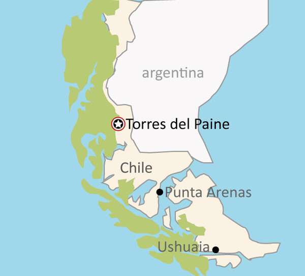 ▲ 칠레 쪽 파타고니아 지도